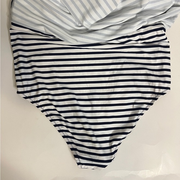 J. Crew Striped Navy and White Halter Wrap Swim Dress - Picture 7 of 10